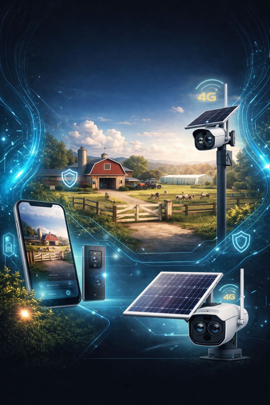 كاميرات مراقبة بالطاقة الشمسية للمزارع والاستراحات